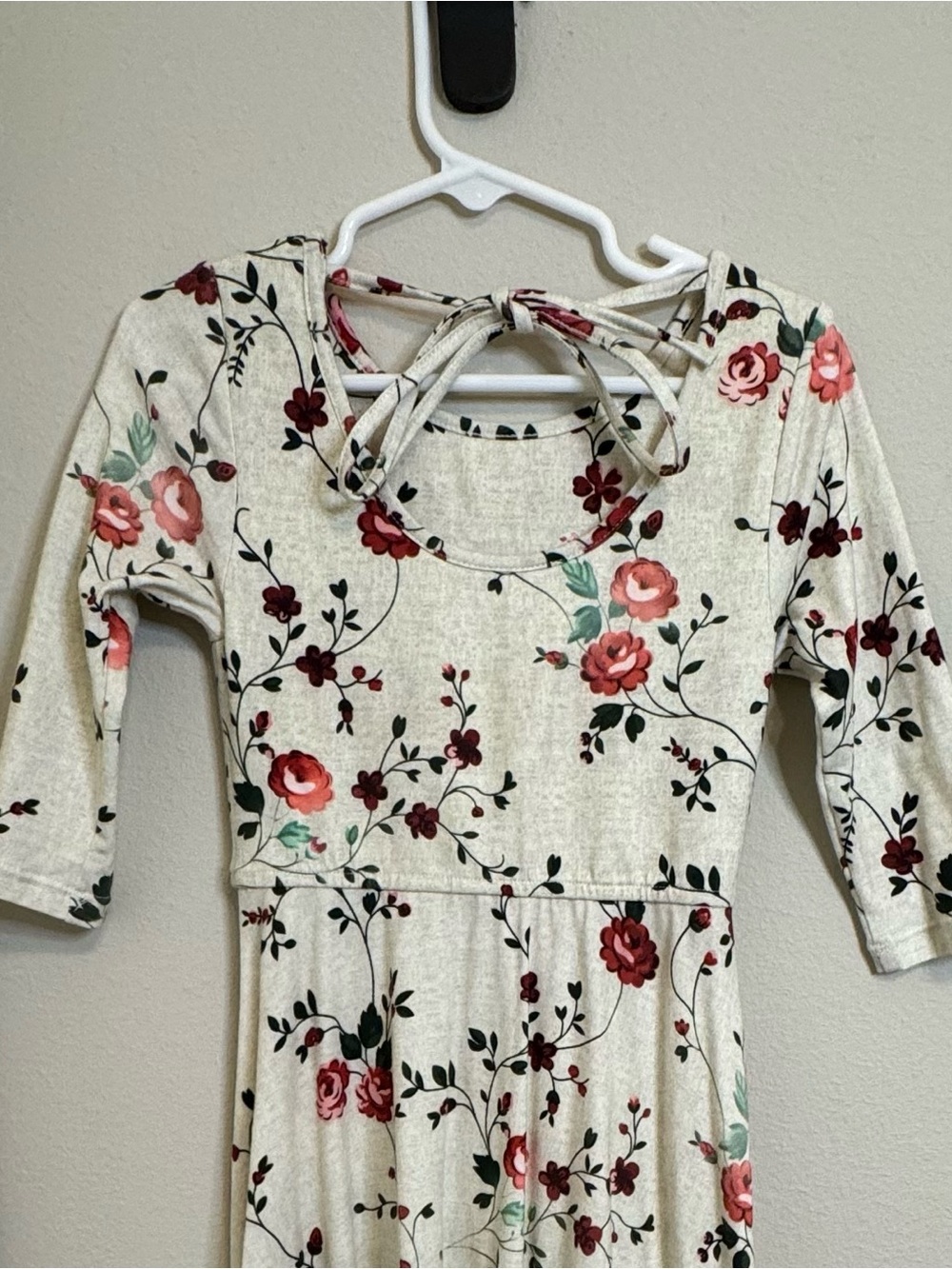 Omi Jo-  Cream Floral long dress with Cherry Motif